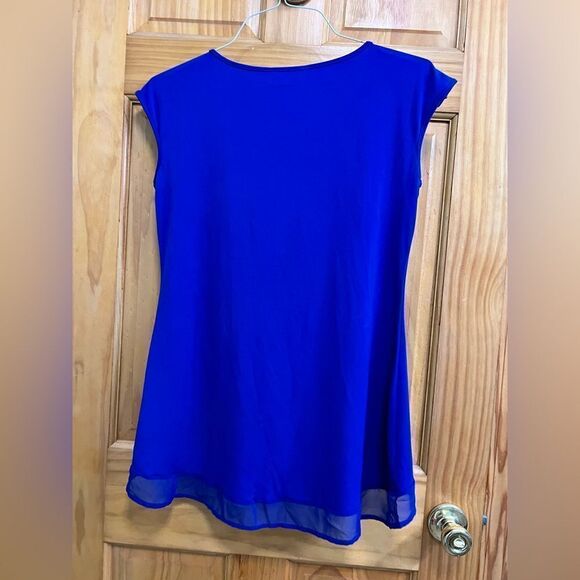 Gorgeous cobalt blue rhinestone and bead embellished blouse size small - Picture 4 of 6